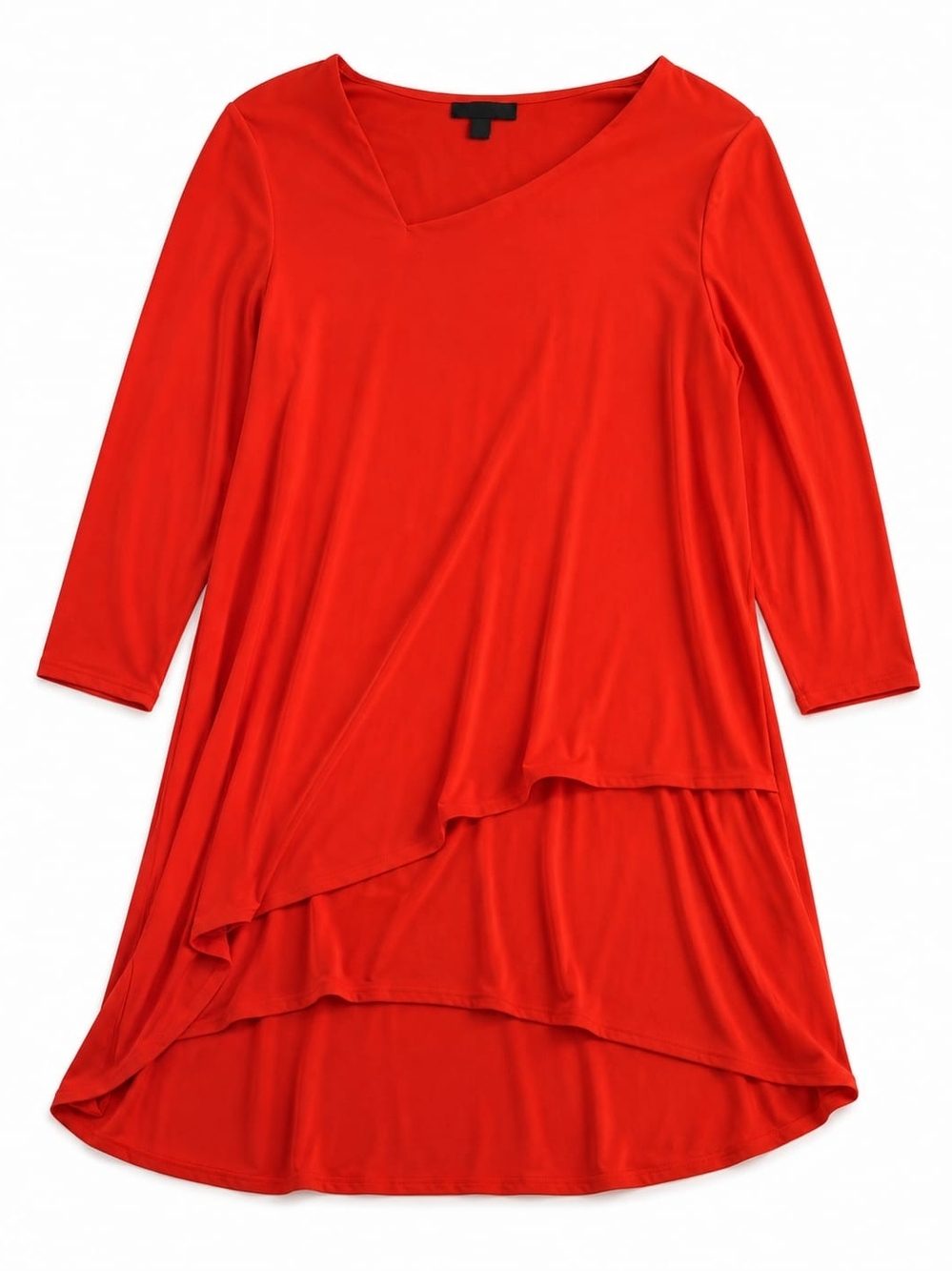 Alfani Red Asymmetrical Layered V-Neck Tunic